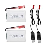2つの3.7V 800mAh JSTプラグ式リチウムバッテリー、USB充電器付き、SYMA X56W MJX X400W X300C X800 HS110 HS200 S670 V950HD S1750 V2450 RCドローンスペアに適用