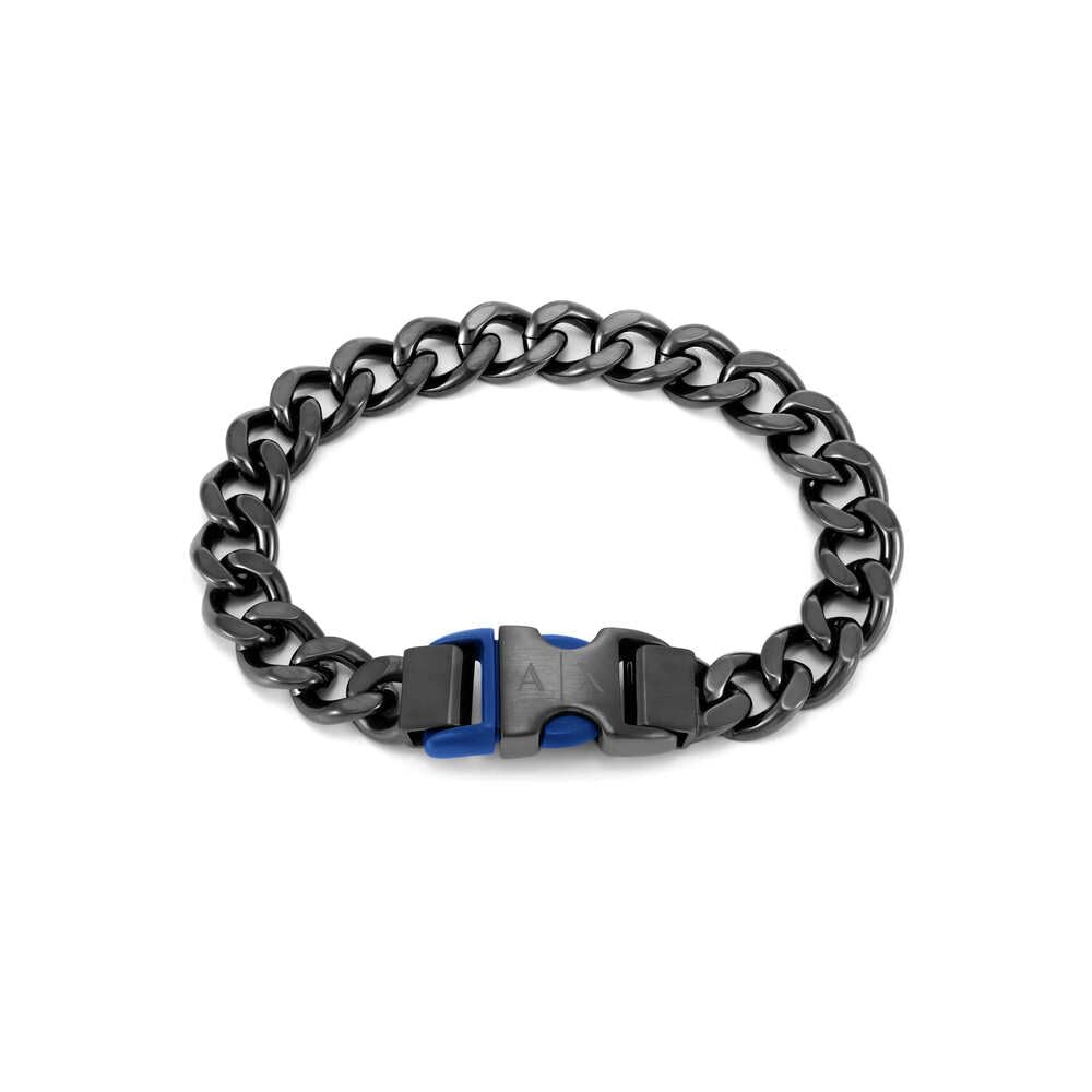 Armani Exchange Men's Gunmetal Stainless Steel Chain Buckle Bracelet
