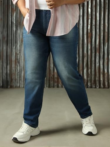 Image of High Star Women Washed Cotton Mom Fit High- Rise Jeans 49