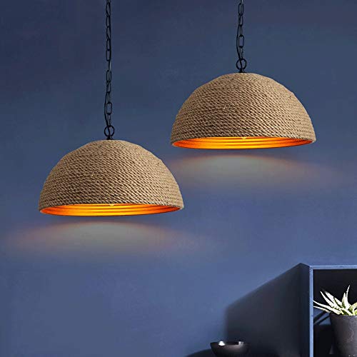 Suspension de chanvre métallique vintage en fer forgé durable lustre E27 de qualité