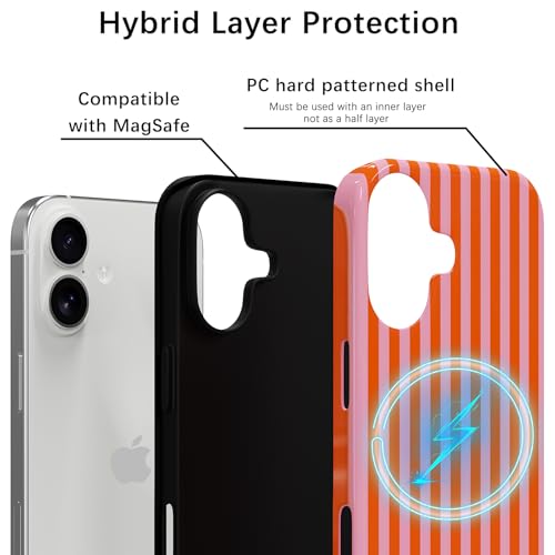 Coque iPhone 17 rayures roses et orange idée cadeau tendance filles