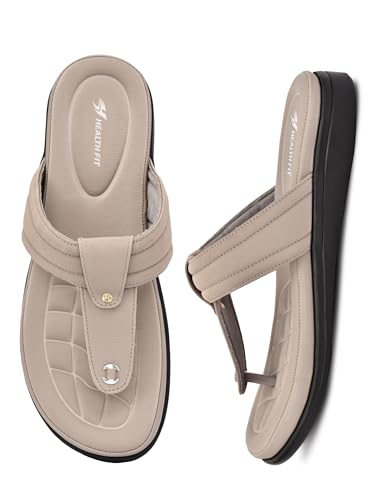 Image of HEALTH FIT EXTRA SOFT Women's Comfortable Memory Foam Doctor Slippers /Flip-Flops|Fashionable Casual & Stylish|Lightweight & Breathable|Outdoor Synthetic Casual Chappals Sandals Ladies & Girls HF28