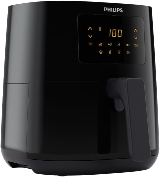 PHILIPS Digital Air Fryer HD9252/90 with Touch Panel, uses up to 90% less fat, 7 Pre-set Menu, 1400W, 4.1 Liter, with Rapid Air Technology (Black), Large