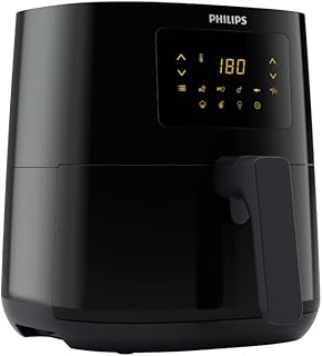 PHILIPS Digital Airfryer with Touch Panel, 4.1L, with RapidAir Technology,with additional 1 Yr Warranty by Philips, 7 Pre-set Menu (HD9252/90)(Black), Large