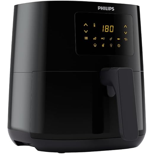 PHILIPS Digital Airfryer with Touch Panel, 4.1L, with RapidAir Technology,with additional 1 Yr Warranty by Philips, 7 Pre-set Menu (HD9252/90)(Black), Large