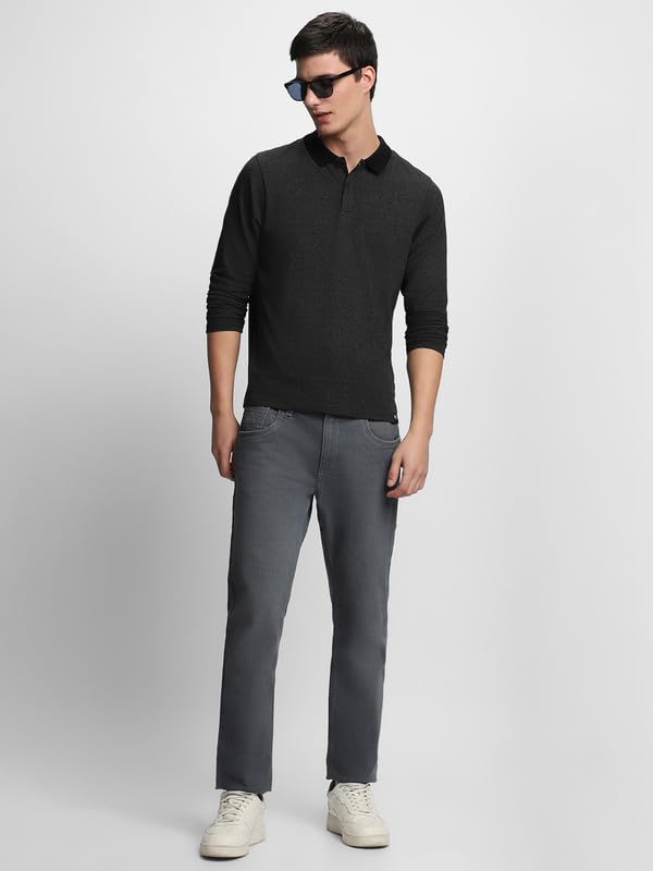 Image of Dennis Lingo Men's Cotton Polo Neck Tshirt, Regular Fit Long Sleeve