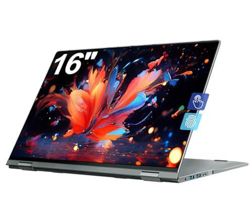 jumper 2 in 1 Laptop, 16 inch Convertible Laptop Computer with IPS FHD 360 Degree Touchscreen, 640GB Storage, 16GB RAM, Fingerprint Reader, Backlit Keyboard, WiFi 6