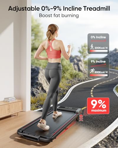 4 in 1 Folding Treadmill with 9% Incline, TOPUTURE Treadmills for Home, 2.5HP Dual Display Under Desk Treadmill, 12 km/h Walking Pad, One-Touch Mute Magnetic Remote, 12 Modes, App & Bluetooth - Image 3