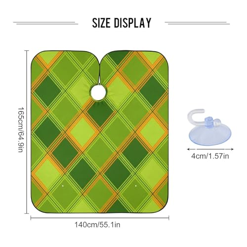 Capa profesional para cortar cabello verde a cuadros impermeable miniatura 3