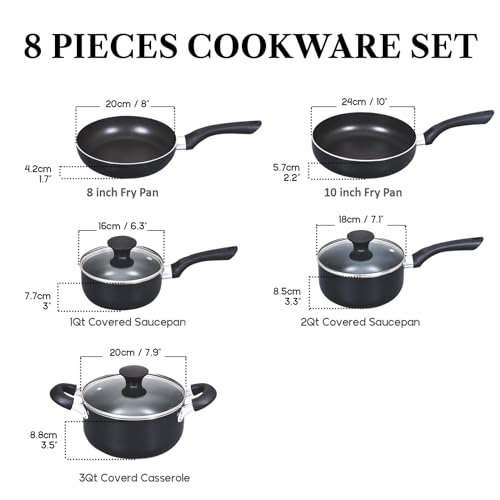 image for Cook N Home Pots and Pans Nonstick Cooking Set includes Saucepan Fryin