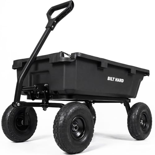 BILT HARD 900 lbs Poly Garden Dump Cart, 5 Cu.Ft Wheelbarrow Cart with 10' All Terrain Wheels & Quick-Release System, Heavy Duty Utility Wagon for Yard, Farm & Garden
