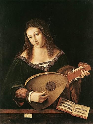 Art Tableau Femme jouant du luth pour créer une ambiance Renaissance au salon