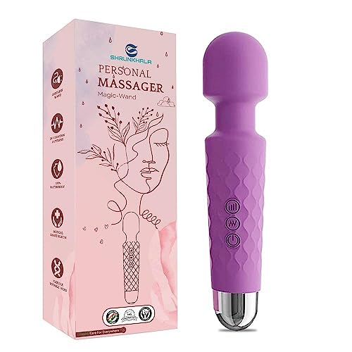 Shrunkhala Personal Electric Body Massager 20+ Vibration Modes, 1-year Warranty, Rechargeable, Handheld, Cordless, Waterproof, for Women and Men, Flexible Head for Targeted Compression (Multi)