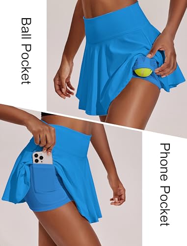 Image of PINSPARK Womens Tennis Skirt Pleated Athletic Skirts with Pockets Shorts High Waisted Golf Skort for Workout Pickleball