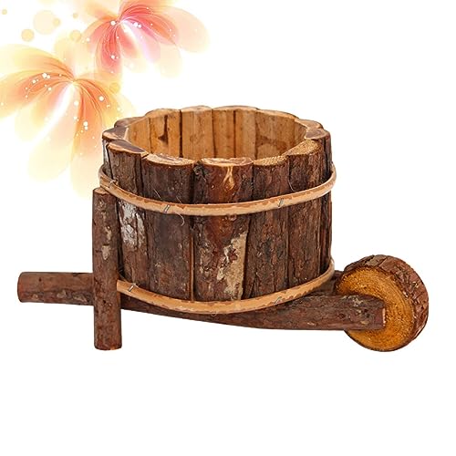 Didiseaon Jardinière Décorative Charrette en Bois Pot De Fleurs Jardinière Succulente Suspendue Jardinières Hautes avec Insert Chariot Pot De Fleur Plante en Pot Bambou Récipient Rural