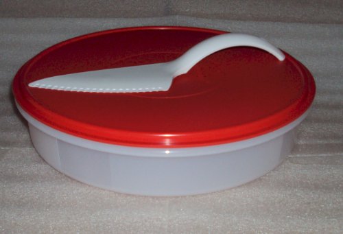 New Tupperware Pie or Cupcake Keeper, Sheer with Red Seal 12 in Round Container with Cut N Serve Pastry 