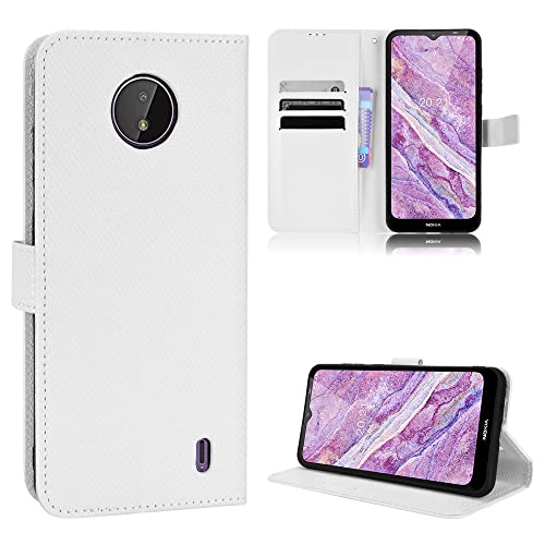 Elubugod Funda para Nokia C10 Carcasa Case Funda,Funda de Cuero PU Funda para Nokia C20 TA-1342 TA-1339 TA-1348 TA-1352 TA-1356 Funda Carcasa Case Funda White