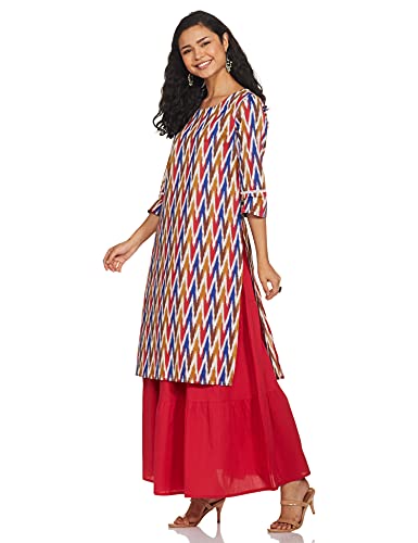 Image of Amazon Brand - Myx Women's Printed Kurta and Pant Set in Cotton (Available in Plus Sizes)