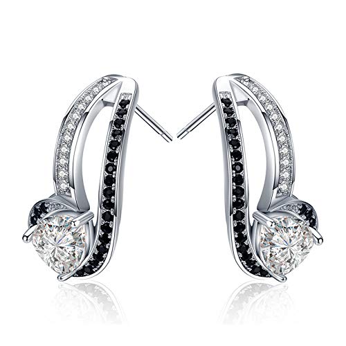 Boucles d'oreilles argent 925 et spinelle noire de mariage - 4