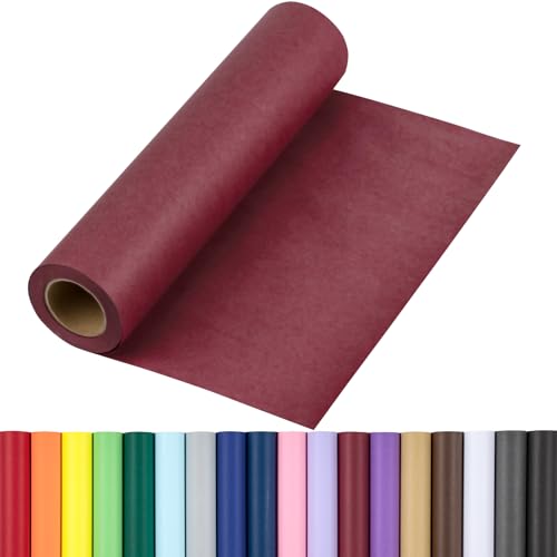 RUSPEPA Wine Red Kraft Wrapping Paper Roll 17.5x 393(32.8) Recyclable Wine Red Gift Wrap Paper for Christmas Gift Wrapping Table Covering DIY Crafting Mothers Day Bouquet Flower 80GSM