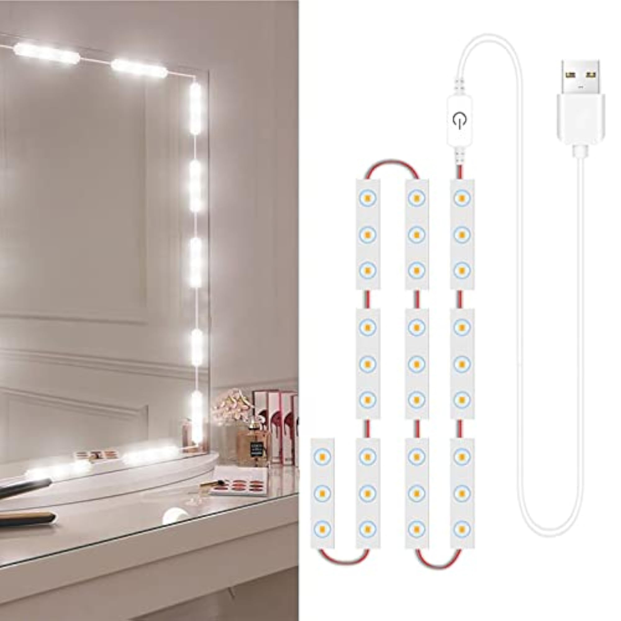 10 PCS LED Makeup Mirror Lights, Dimmable Touch Control