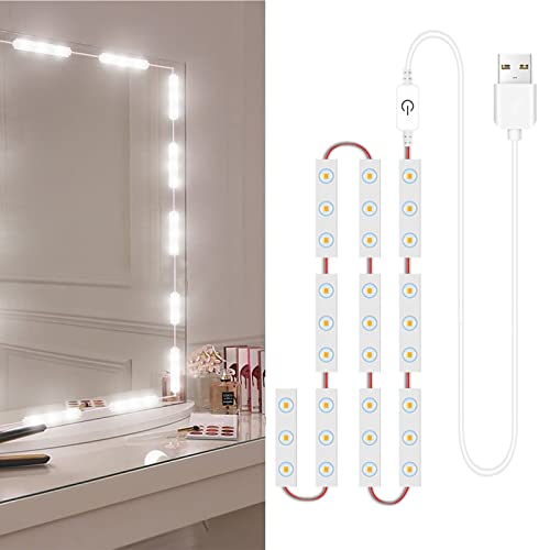 YIWEOG Catena di lampade Luci per specchio da trucco a LED 30 LED Luci per specchio da trucco con controllo touch dimmerabili Luci per specchio da bagno con cavo USB Strisce luminose a LED Specchio da