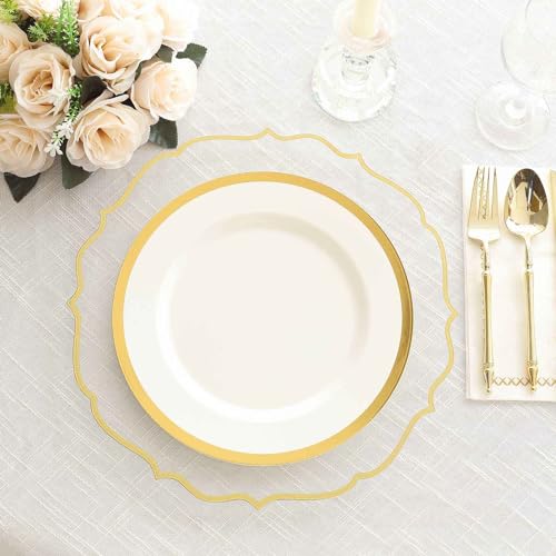 Platos desechables de plástico transparente con borde dorado, pack x10 de 13 in miniatura 7
