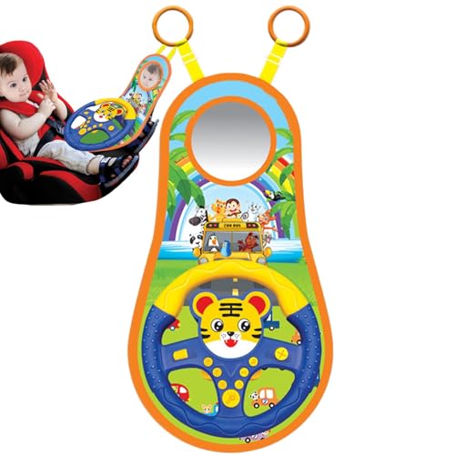 Tewzafiya Volante para niños para asiento de coche, volante de coche simulado | Juguete controlador de conducción simulado con rotación de 360 grados - Asiento de coche falso para jugar con la música,