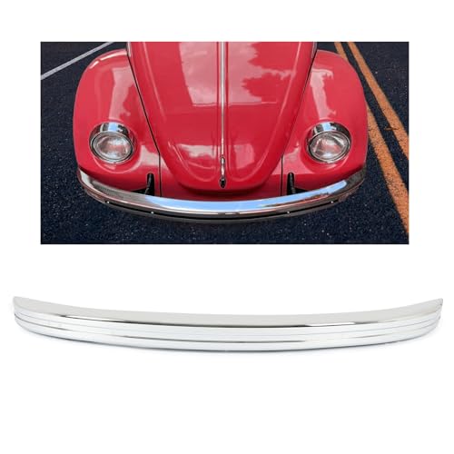KUAFU Front Bumper Assembly Compatible with 1968-1973 Volkswagen Beetle/Super Beetle Silvery Chrome Steel Heavy Duty Replacement for 113707103D