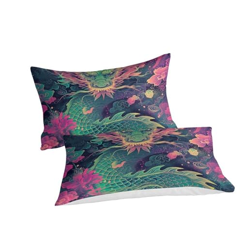 Housse de couette dragon 3D Super King 260x220cm en microfibre douce avec 2 taies - 3