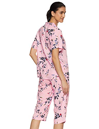 Image of Longies Women's Rayon Pyjama Night Suit Regular Capri Set ((LGRCSSY002 Lialic Small) S)