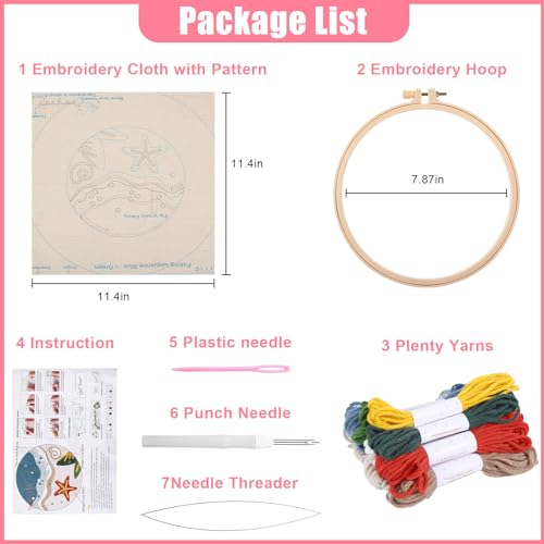 Image of Fanmayhe Punch Needle Kit, Punch Needle Kits Adults Beginner, Embroidery Kit for Beginners Adults and Kids Include Embroidery Cloth with Pattern Thread Needle Threading Tool Instruction