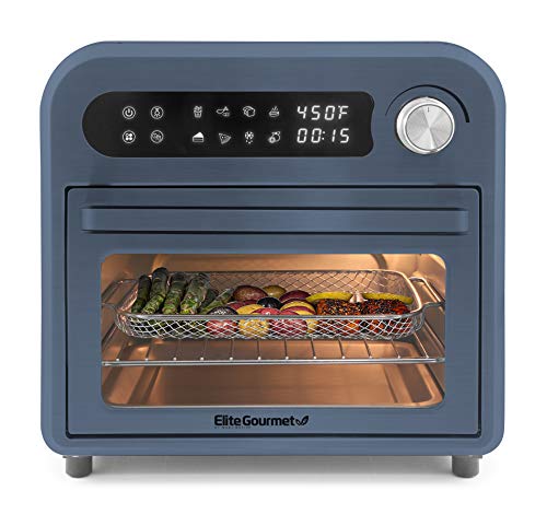Elite Gourmet EAF1010DBG Programmable Air Fryer Convection Countertop Oven, 8 Menu Settings