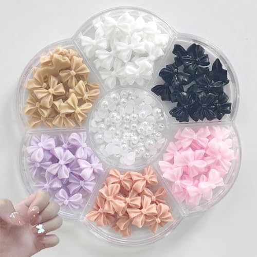Umatuty 3D Bow-Knot Colorful Nail Charms Set - Rhinestone Crystal Nail Art Decorations for DIY Nail Designs