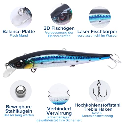 Realure 2/3 STK 110mm 14g Schwimmköder Meerforellen Köder mit 3 Haken – Bild 3