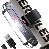 LINE-120 Front & Rear Bike or Skateboard Lights – USB Rechargeable LED Headlight & Taillight Set – Accessories for Bicycle, Longboard & Skateboard Safety (Front/USB-C)