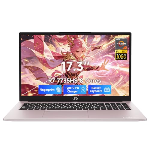 NIMO 17.3" FHD IPS Laptop, Ryzen 7 7735HS(8C/16T, Beats i7-12650H) 16GB DDR5 1TB SSD, Backlit Keyboard Fingerprint Reader Win 11