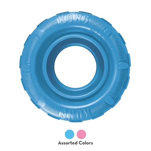 KONG Puppy Tires - Kauspielzeug aus Naturkautschuk - Befüllbares Hundespielzeug für Leckerlis & Snacks - Für Kleine Welpen