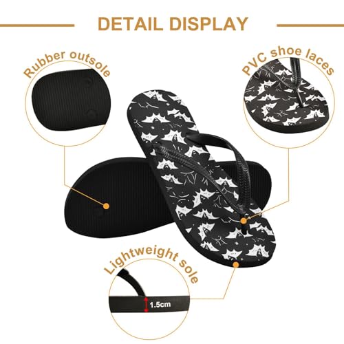 RunningBear White Bats Black Halloween Womens Flip Flops Sandals Casual Summer Sandals3