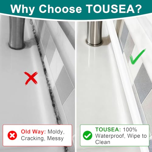 Image of TOUSEA Professional Waterproof Caulk Strip - Self Adhesive White Sealing Tape for Toilet, Tub, Peel and Stick Backsplash Finisher - Renter Friendly, Easy Install (White-1.5IN-10.5FT-N01)