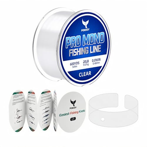 Image of Monofilament Fishing Line with Knot Guide Card, Tangle-Free Snap Ring for No More Mess, Low Memory Smooth Casting Nylon Mono String, 15 /20 /30 /50 /80LB, 220-1050 Yards