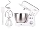 ADLER EUROPE AD 4216 Multifunktions-Küchenmaschine 1000W – 4L Edelstahl-Schüssel, 6 Geschwindigkeiten, Schwenkkopf, Anti-Spritz-Abdeckung, Knet-, Rührhaken & Schneebesen, Weiß