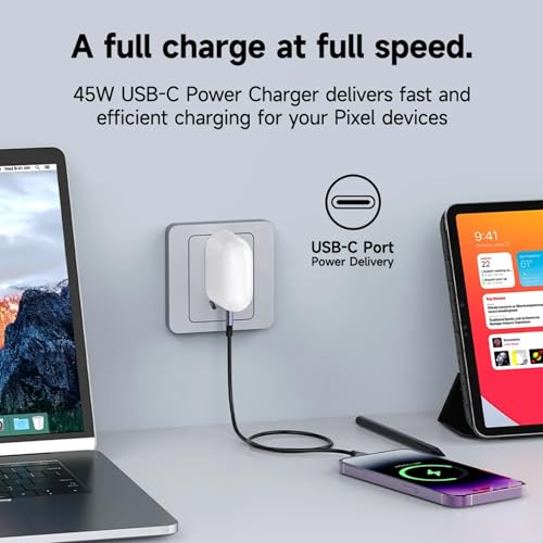 Image of Original Google Charger Adapter 45W Fast Charging, Compatible with Google Pixel 10 /10 Pro /XL / 9 Pro /XL / 9 Pro /9 Pro Fold /9A, Pixel 8 Pro /8A, Quick Charging USB-C Adapter