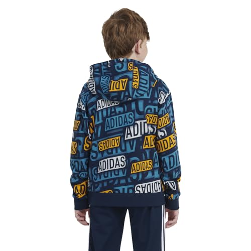 adidas boys Active Sport Athletic Pullover Hooded Sweatshirt, Collegiate Navy with Pulse Aqua, X-Large4