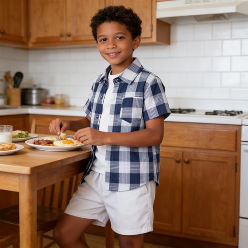 Image of SANGTREE 3 Piece Boy Outfits Short Sleeve Shirt and Shorts Set Beach Vacation Summer Clothes, 3 Months - 9 Years