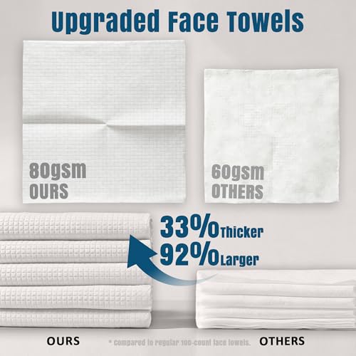Image of Ourmed Life Face Towels, Disposable Biodegradable Facial Towels for Sensitive Skin, Lint- free Face Wipes for Washing Face, Skincare and Makeup Remover, Dry Wipes, 10 inchx12 inch Extra Large, 50 Count