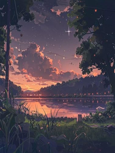 Peinture Diamant Cristal Strass Débutant kit broderie paysage automne lampadaire nuit