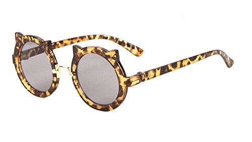 Girls Round Cat Eared Tortoise Sunglasess