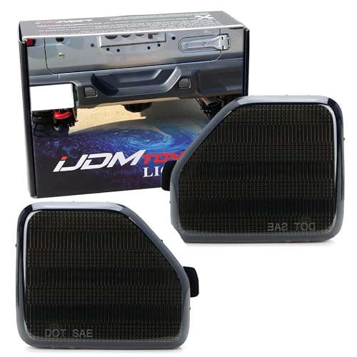 iJDMTOY Blackout Smoked Lens Rear Bumper Reflector Lenses Compatible With Jeep 2018-up Wrangler JL Sahara Rubicon MOAB Trims ONLY, OE-Spec LH RH Assembly