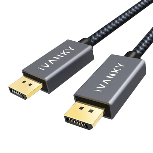 IVANKY Display Port Cable 10ft, Display Port Cord, [4K@60Hz, 2K@165Hz, 2K@144Hz], Gold-Plated Braided High Speed DP to DP Cable 10ft, DisplayPort 1.2 Cord for Gaming Monitor, TV, PC, Laptop